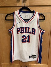 Nike NBA Philadelphia 76ers Embiid 21 Swingman Jersey White Men  s Sz M 10/12