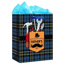 Fathers Day Gift Bag with Handle 13''x10.5''x5.8'' Large Happy Fathers Day Gift