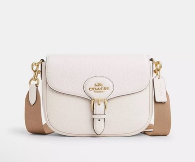Coach Amelia Saddle Leather Crossbody Bag In Signature Chalk