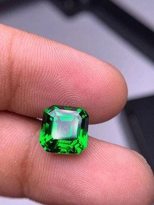 11.50 Ct Natural Tsavorite Garnet Asscher Cut Green GIE Certified Loose Gemstone