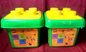 Two Lego Duplo Small Brick Preschool Bucket Sets #4080 - 2002 - Complete