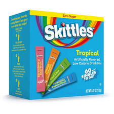 Skittles Zero Sugar Tropical Powdered Drink Mix Variety Pack, 60 pk.