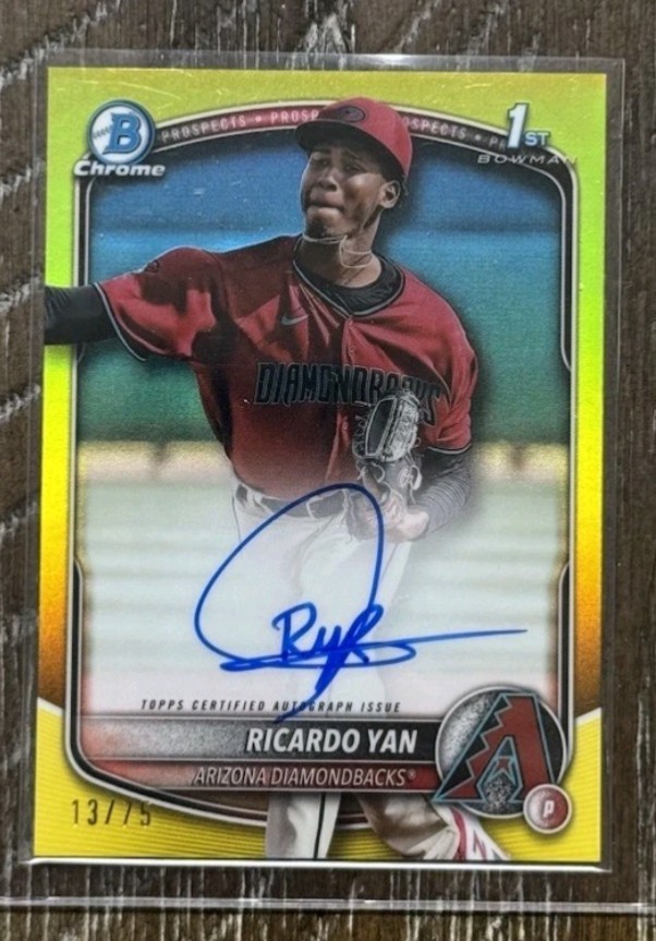 Ricardo Yan True Yellow Auto #/75 🔥 2025 Bowman 1st Chrome Prospect Autograph