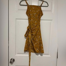 Floral Mustard Wrap Dress