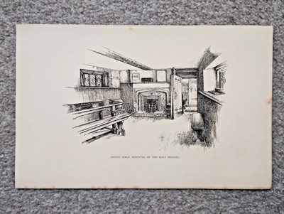 Speisesaal im Krankenhaus der Heiligen Dreifaltigkeit - antiker Druck - 1892 (Verkäufer Ref D4)