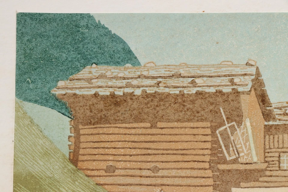 RUDOLF LANZINGER ~ Südtiroler Berghof ~ Holzschnitt signiert Südtirol woodcut - Bild 3 von 4