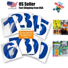 Reflective Blue Vinyl Numbers Stickers   2 Sets 3 Inch   Self-Adhesive Decal...
