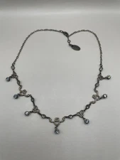 Kenny Ma San Francisco Dainty Bronze Tone Clear Crystals Chain Retro Necklace