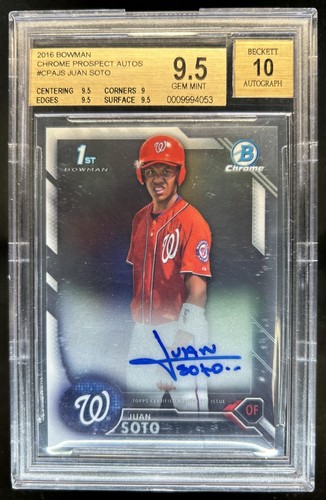 2016 Bowman Chrome Juan Soto Auto 1st Prospect #CPA-JS Nationals BGS 9.5