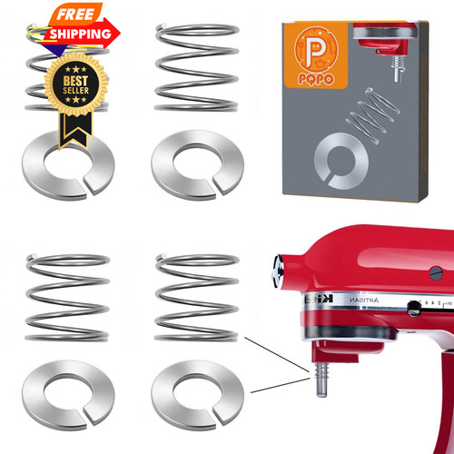 4 Pack Stainless Steel Spring & Washer Kit Compatible with 3.5-7qt, White