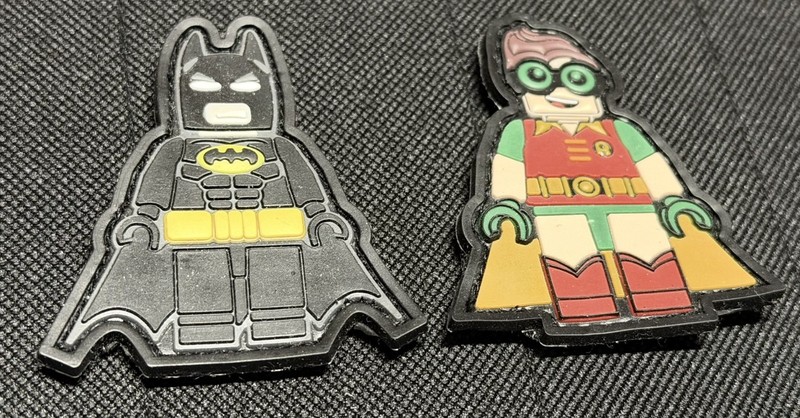 pair of mini PVC patches, Batman and Robin, ranger eye, cat eye