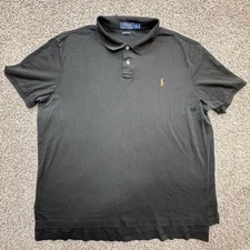 Polo Ralph Lauren Polo Shirt Mens XXL Black Cotton Pima Soft Touch Flesh Pony