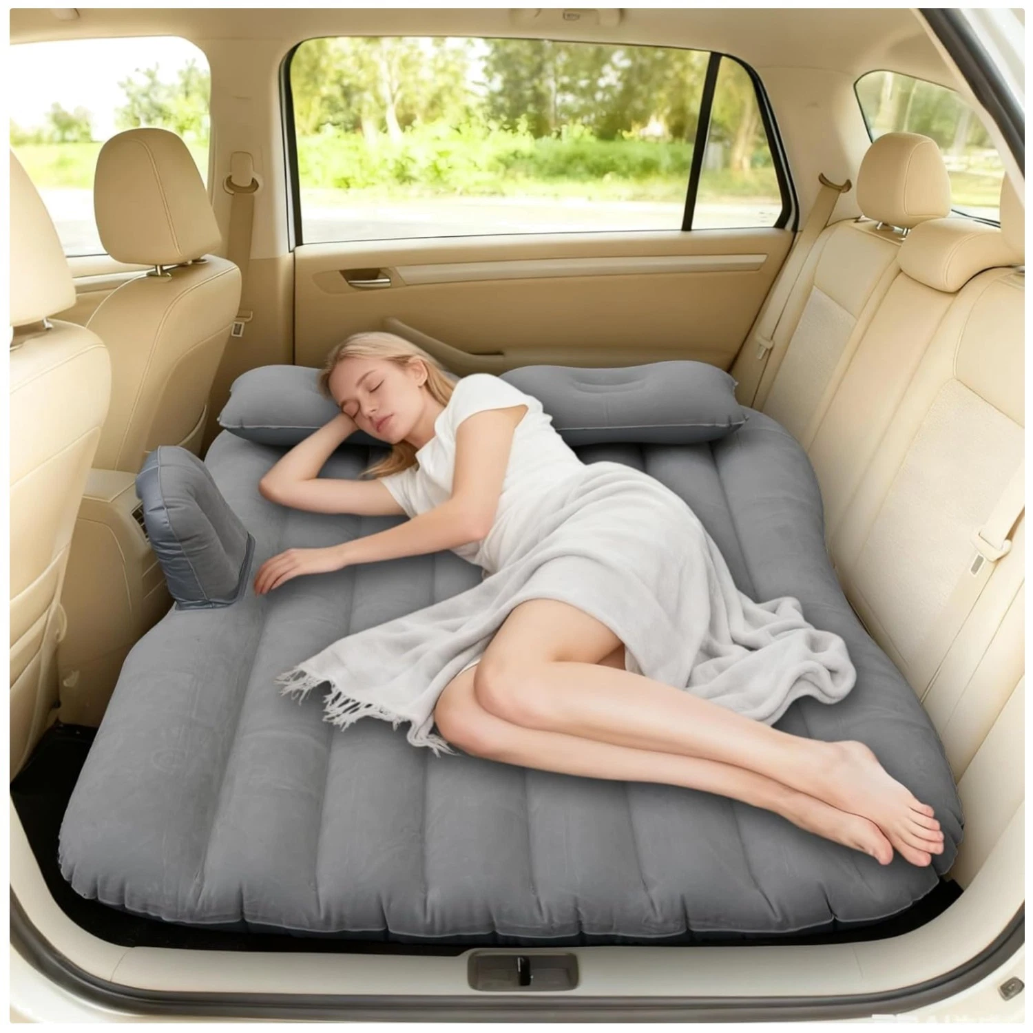 Flocking Car Air Mattress - Thickened PVC, Portable Design
