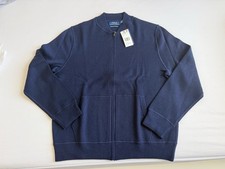 Mens Polo Ralph Lauren Merino Wool Full Zip Sweater Size L 198 Washable Blue