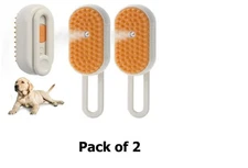 2PACK 4-In-1 Electric Pet Brush - Steam, Massage & Hair Removal for Dogs/Cats