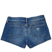 Y2K Guess Denim Shorts Metallic Triangle Logo Medium Wash Women s Sz 27