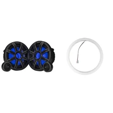 Kicker 51MSS84 8" Component LED Premium Marine Speakers & 47KLSR8 8-Inch LED ...