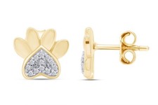 1.20 CT Round Simulated Diamond Dog Paw Stud Earrings 14K Yellow Gold Plated