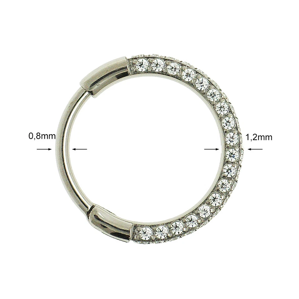 0,8mm Verschluß TITAN Gold 3 Seiten Kristalle Clicker Nasen Piercing Ohrring - Bild 2 von 4