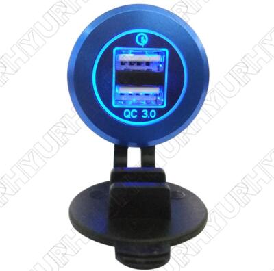 Adaptateur Allume Cigare USB Chargeur Prise Allume Cigare USB Rapide With LED Voltmeter Waterproof Chargeur De Voiture Dual QC 3.0 Din Socket Pour Motos 12V/24V BMW Motorcycles