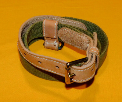 WOMEN'S OMEGA LIGHT GREEN CANVAS WITH LEATHER TABS BELT SIZE M - 28/70cm..