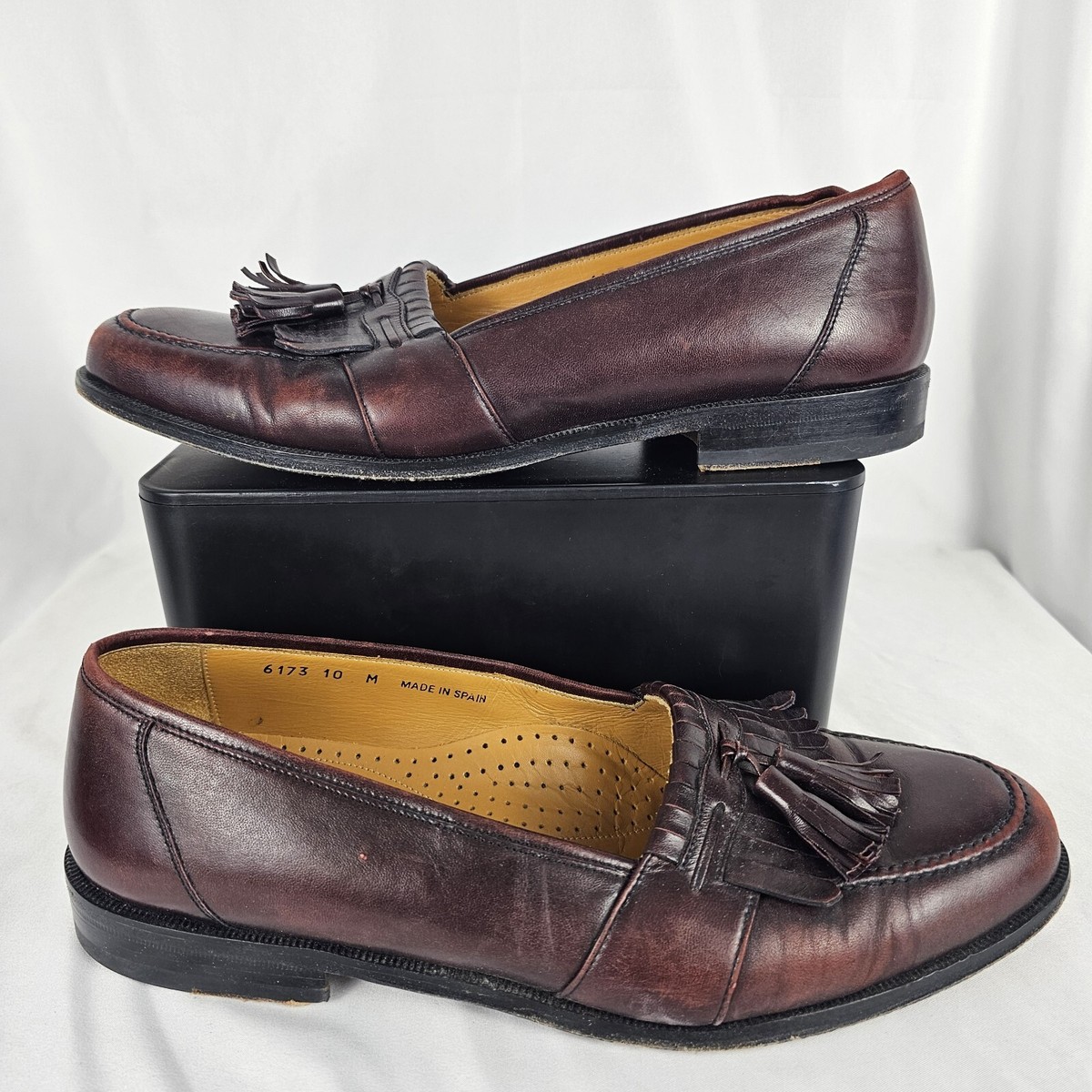 Magnanni Burgundy Cordovan Leather Kiltie Tassel Loafers Dress Shoes Men Sz 10 M Magnanni Loafers Mens Size US 10 M Burgundy Leather Kiltie  main image 4