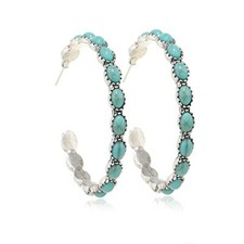 Boho Turquoise Oval Drop Dangle Earrings for Women Teen Girls HOOP EARRINGS