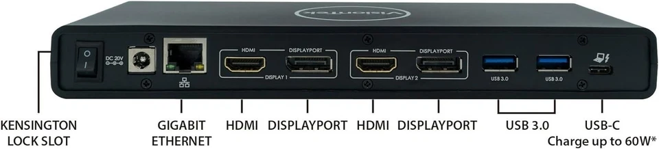 VisionTek VT4500 Dual Display 4K USB 3.0 and USB-C Docking Station with Power - Image 3 of 4