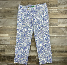 Women's 6 Lilly Pulitzer capri pants palm beach fit white blue