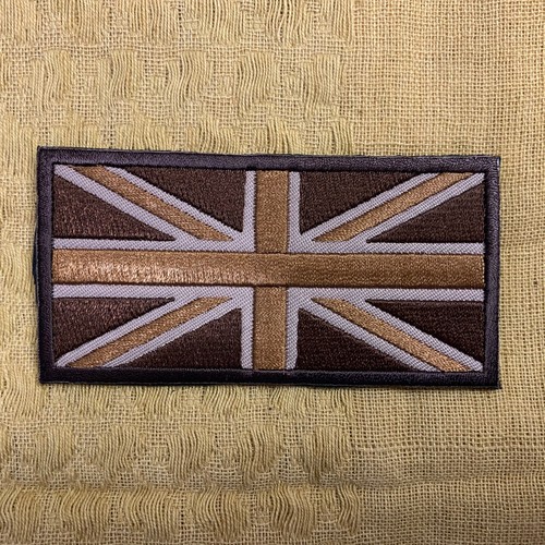 UK Union Jack Embroidered Morale Flag Patch for UBACS & Bergen, Colour Green Tan - Picture 8 of 11
