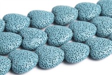 20x20MM Blue Volcanic Lava Heart Grade AAA Gemstone Loose Beads 15"