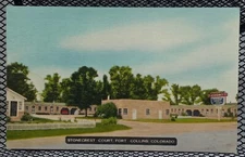 Fort Collins CO Stonecrest Court Motor Hotel Motel College Ave Linen Postcard 