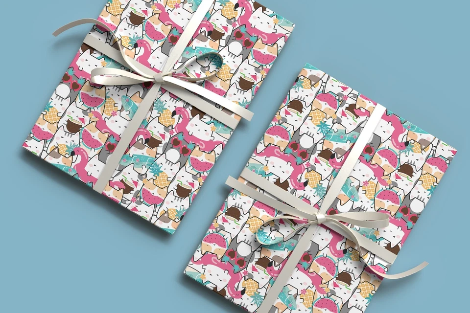 Kitty Cat Cartoon Wrapping Paper A2 Sheet Birthday Kids Cute Gift Wrap W5 - Image 3 of 4
