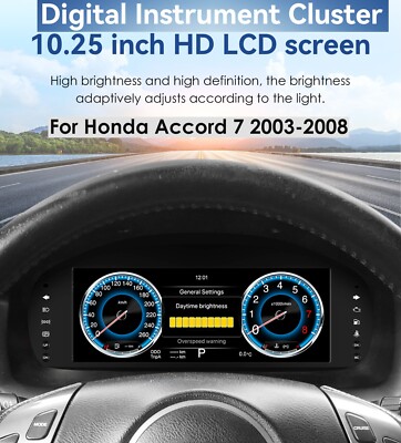10.25'' Digital Instrument Gauge Cluster For Honda Accord Speedometer 2003-2007