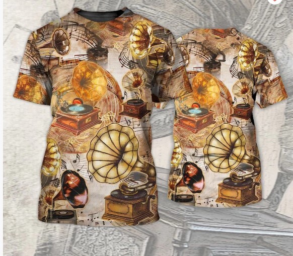 Gramophone Vinyl Records 3D Tshirt, 3D All Over Print Shirt For Music Lovers-image