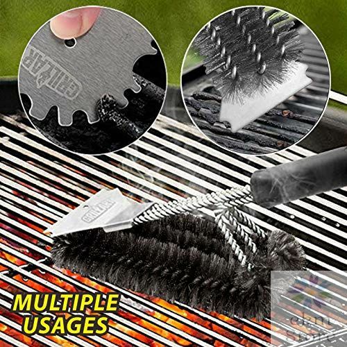 Grill Brush Scraper 18 Inch Universal Fit BBQ Grill Accessories Wire Bristle - Picture 5 of 12