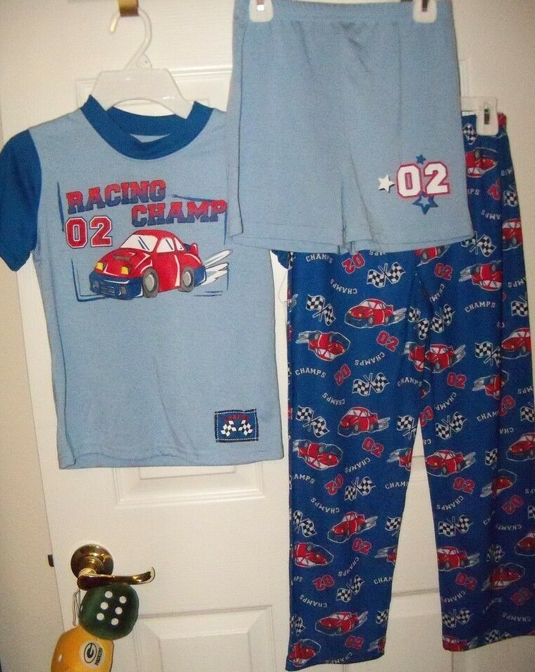 Race Car Driver Blue Flame Resistant Pajama Piece Set Boys Size
