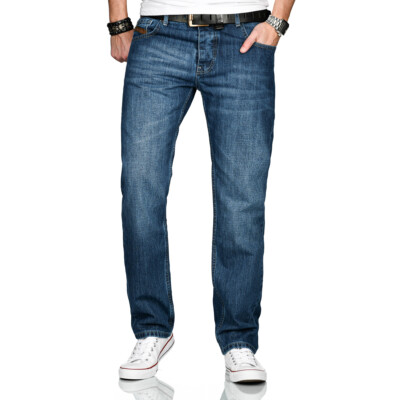 A. Salvarini Designer Herren Jeans Hose Jeanshose Comfort Fit gerades Bein O201