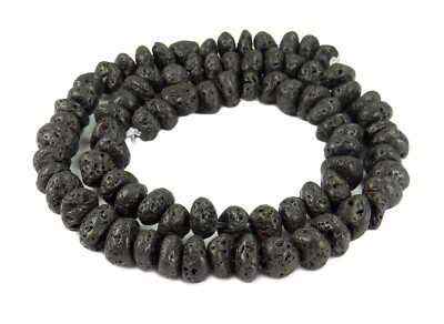   Lava kleine rundliche Nuggets ca. 8x5 mm Perlen Strang für Kette u.a. DIY  