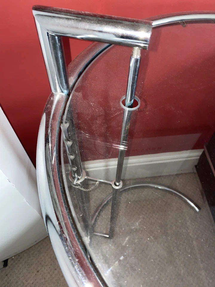 Gelegentlich verstellbarer klassischer Tisch Eileen grau verchromt klarglas Seite - Bild 4 von 4