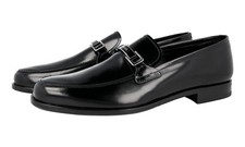 PRADA Leather Logo Loafer Dress Shoes - 2DB179 - Black - NEW -  US 11 EU 44
