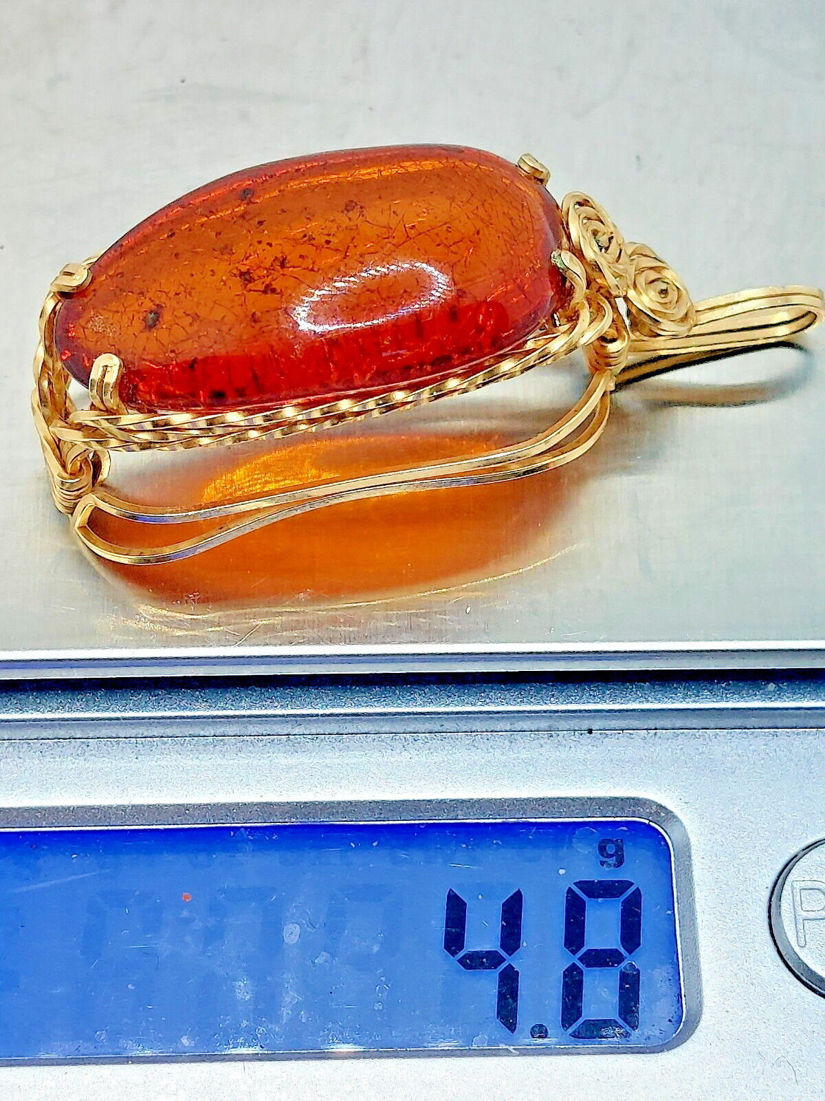Baltic Amber 10k Solid Gold Wirewrapped  OFAK Pen… - image 17