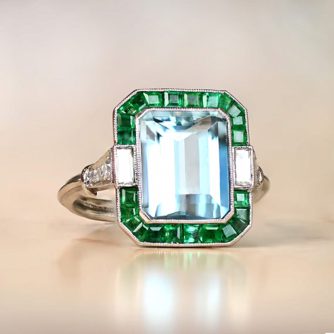 Antique Vintage Style Wedding Ring 14K White Gold… - image 1