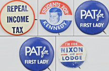 1960 President Campaign Pin Button Lot JFK John Kennedy Pat Nixon Tax Repro