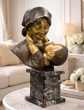 Large Bronze Sculpture 'Maternity' Mother & Child Statue After Antonio Merente