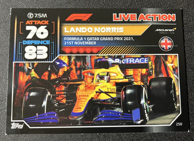 Lando Norris #250 McLaren - 2022 Topps Turbo Attax Formula 1 F1 Card - CLEAN  NM