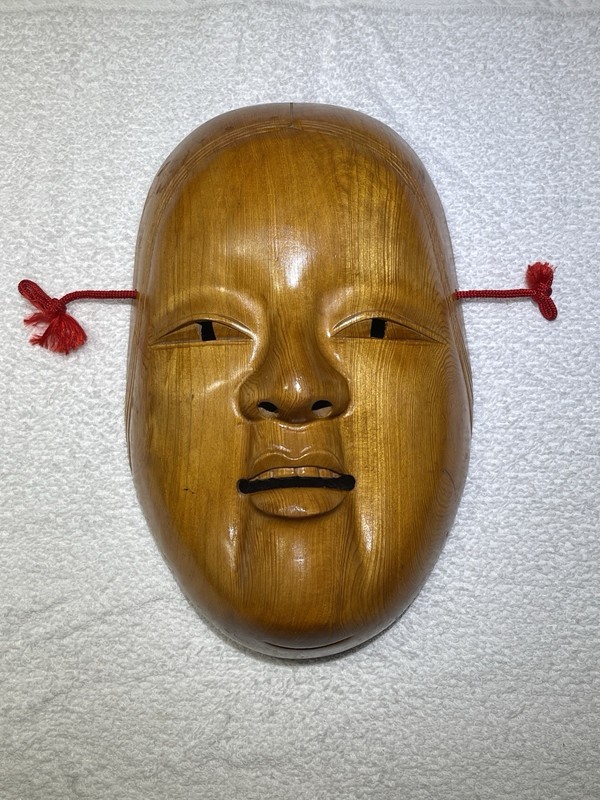 Kyoto Vintage Hand Carved Hinoki Wood Japanese NOH MASK Young Lady Ko-Omote 1970
