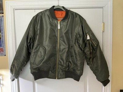 Size XL - Cockpit USA Sage Green Nylon Satin Twill MA-1 Bomber Jacket Z243500