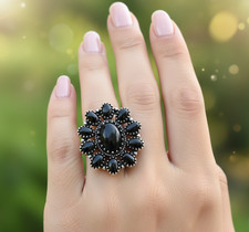 Black Onyx Gemstone 925 Sterling Silver Jewelry Ring Size 8 b280