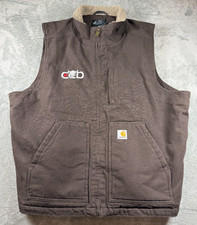 Carhartt Brown Sherpa Lined Vest 2XL Ranch Western Canvas Workwear